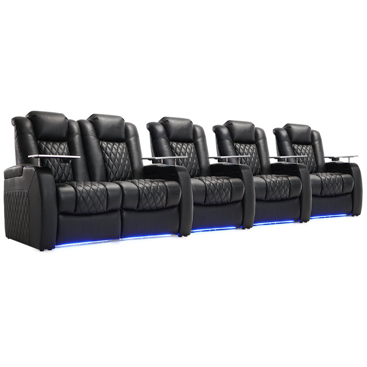 Hokku Designs Conon Leather Home Theater Seat with Cup Holder Wayfair